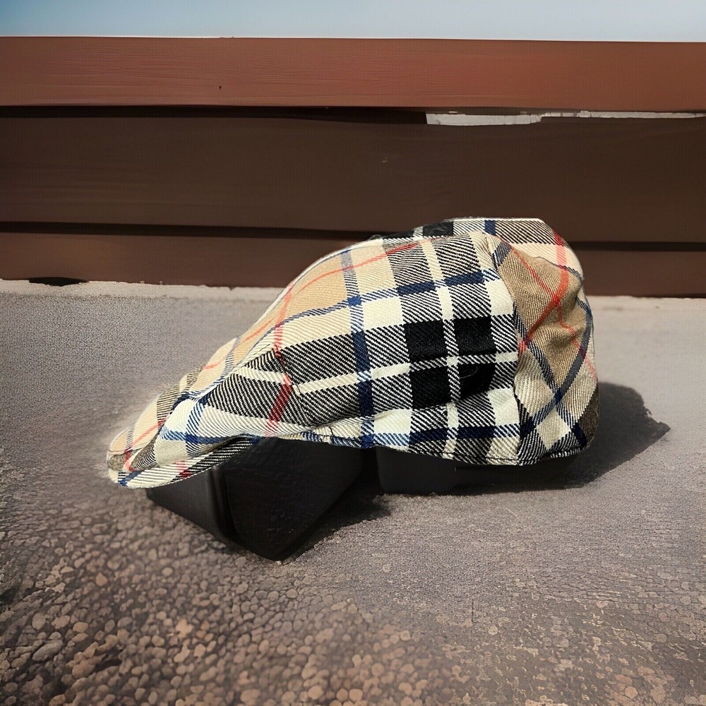 Highlander by Lochcarron Camel Tartan Barnton Flat 100% Wool Cap Scotland XL